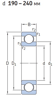 Однорядные радиальные шарикоподшипники d 190-240 мм