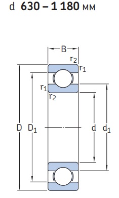 Однорядные радиальные шарикоподшипники d 630-1180 мм